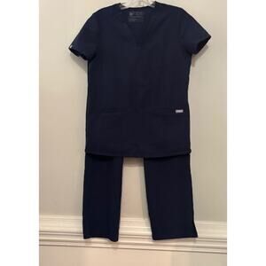 Figs Scrub Set Lot Kade Cargo Pants Small Petite S/P Catarina Top XS Navy Blue